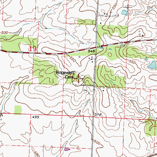 Topographic Map of Hopewell Church Cemetery, IL