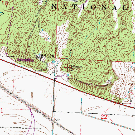Topographic Map of Houge Cemetery, IL