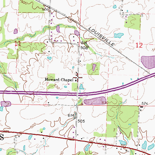 Topographic Map of Howard Chapel, IL