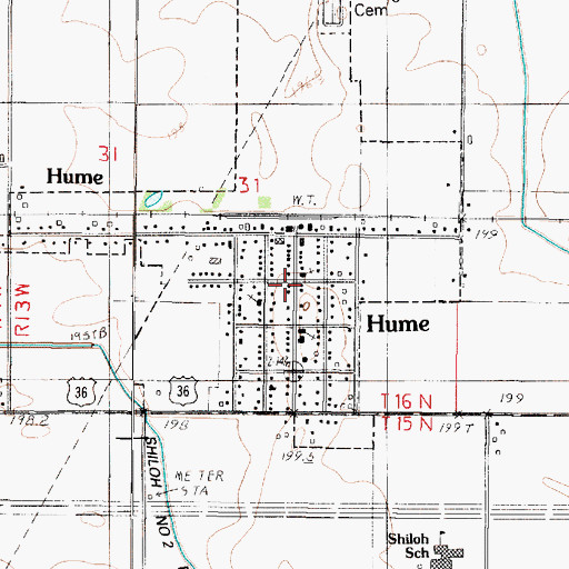 Topographic Map of Hume, IL