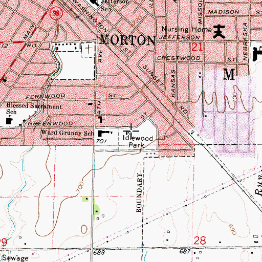 Topographic Map of Idlewood Park, IL