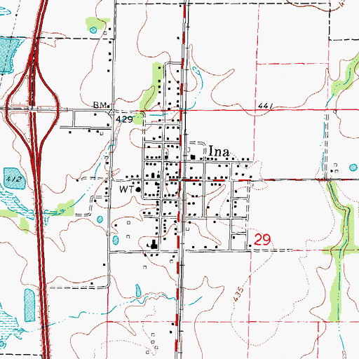 Topographic Map of Ina, IL