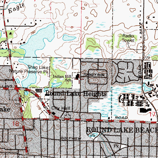 Topographic Map of Indian Hill Elementary School, IL