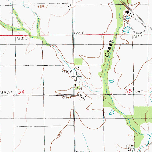 Topographic Map of Island Grove Church, IL