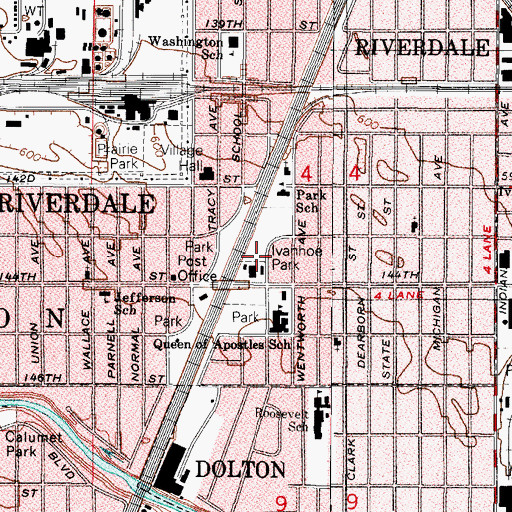 Topographic Map of Ivanhoe Park, IL