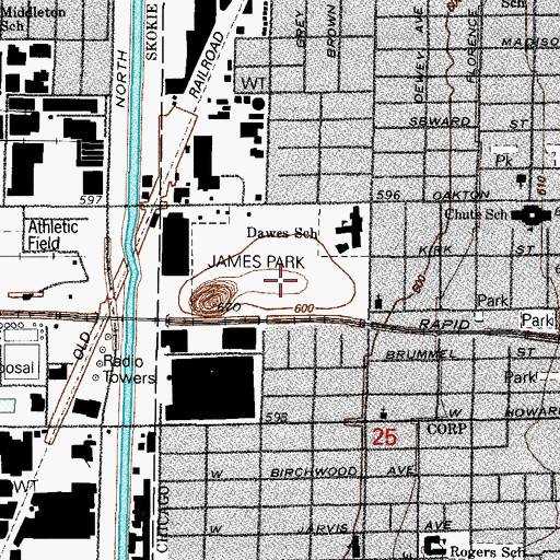 Topographic Map of Robert E James Park, IL