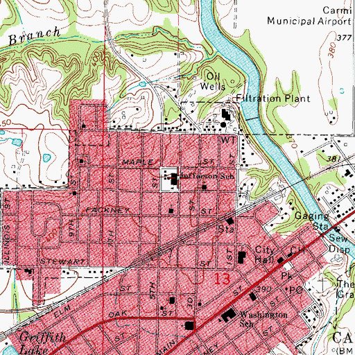 Topographic Map of Jefferson Elementary School, IL