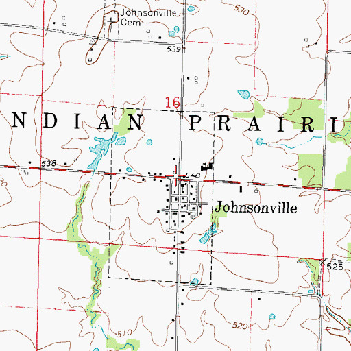 Topographic Map of Johnsonville, IL