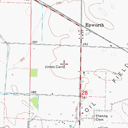 Topographic Map of Jones Family Cemetery, IL