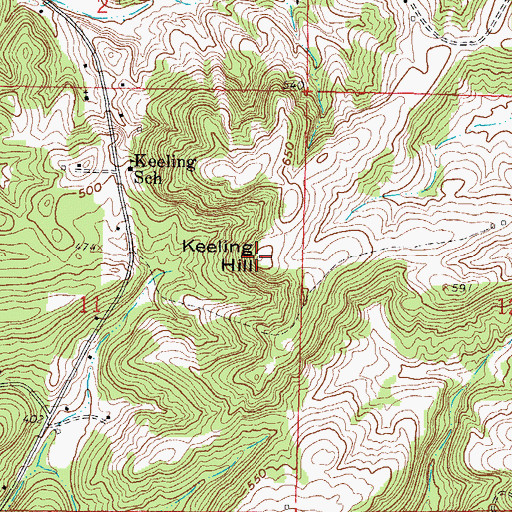 Topographic Map of Keeling Hill, IL