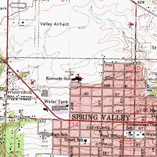 Topographic Map of John F Kennedy Elementary School, IL