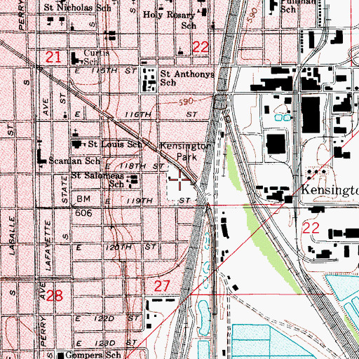 Topographic Map of Kensington Park, IL