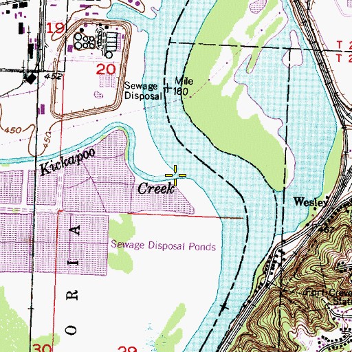 Topographic Map of Kickapoo Creek, IL