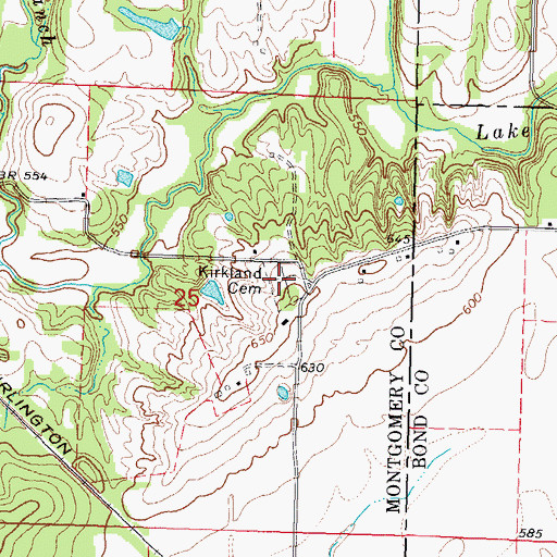 Topographic Map of Kirkland Cemetery, IL