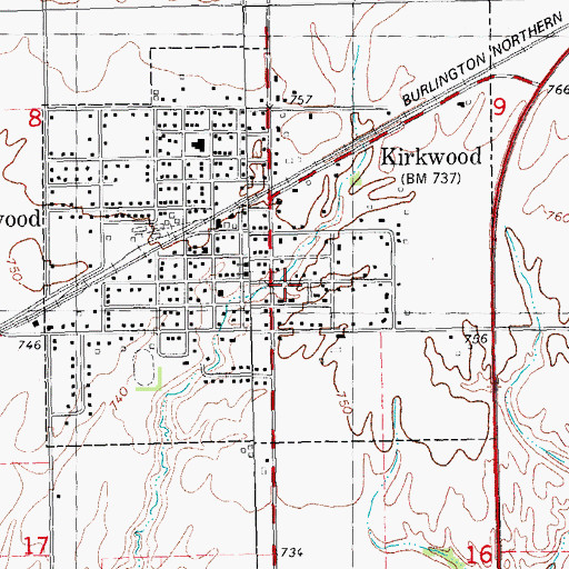 Topographic Map of Kirkwood, IL