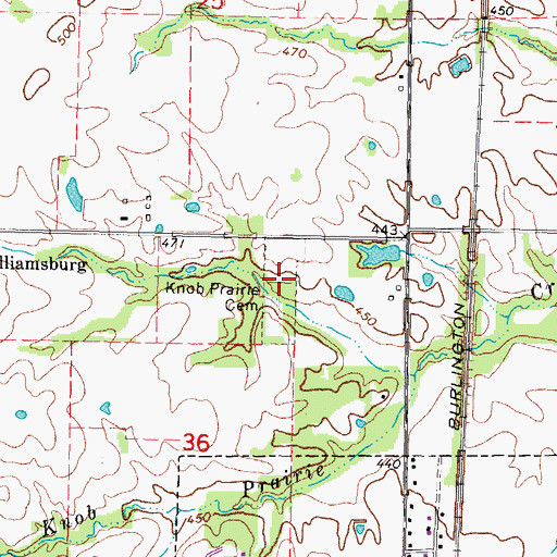 Topographic Map of Knob Prairie Cemetery, IL