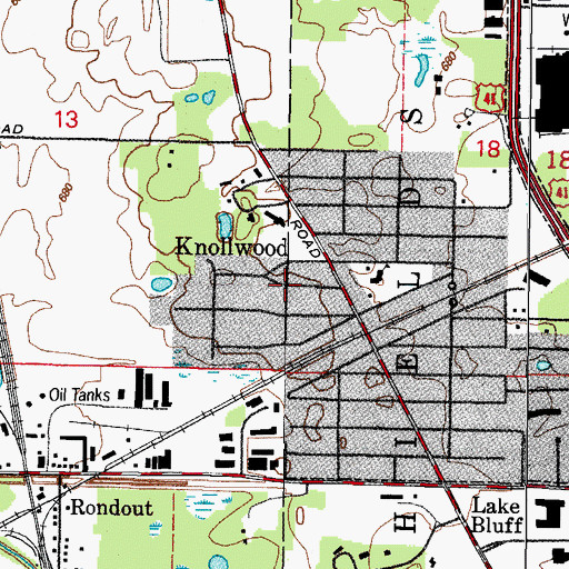 Topographic Map of Knollwood, IL
