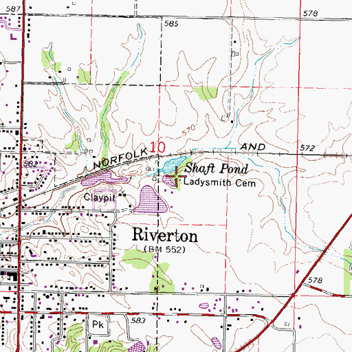 Topographic Map of Ladysmith Cemetery, IL