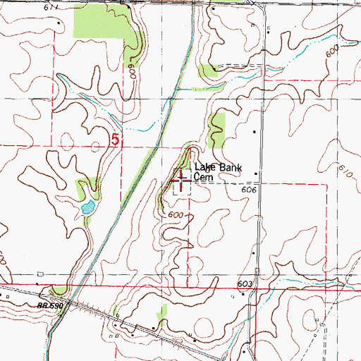 Topographic Map of Lake Bank Cemetery, IL