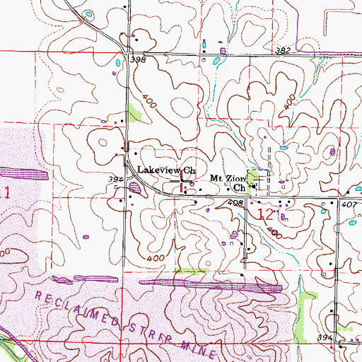 Topographic Map of Lakeview Church, IL