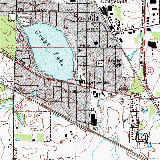 Topographic Map of Lakeview Elementary School, IL