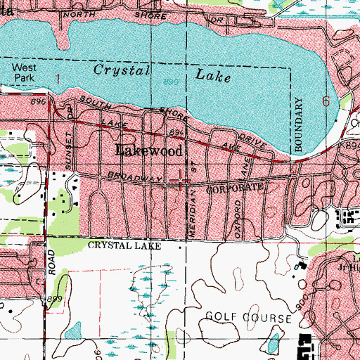 Topographic Map of Lakewood, IL