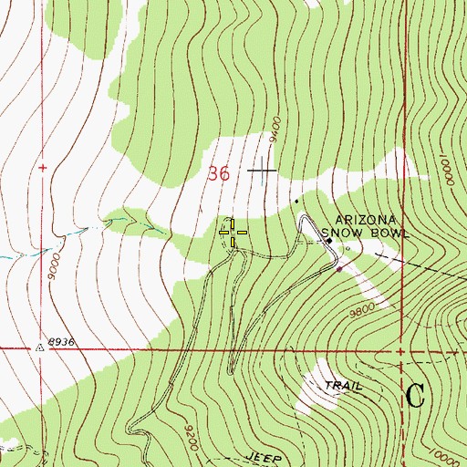 Topographic Map of Arizona Snow Bowl Campground, AZ