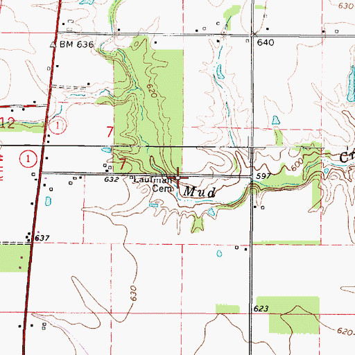 Topographic Map of Laufman Cemetery, IL