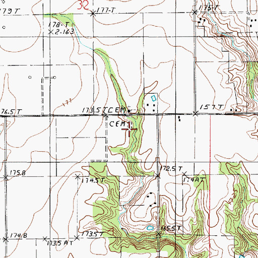 Topographic Map of Leamon Cemetery, IL