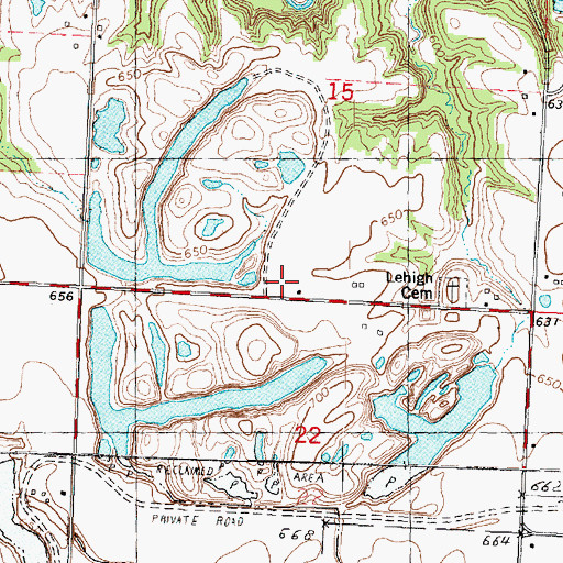 Topographic Map of Lehigh School (historical), IL