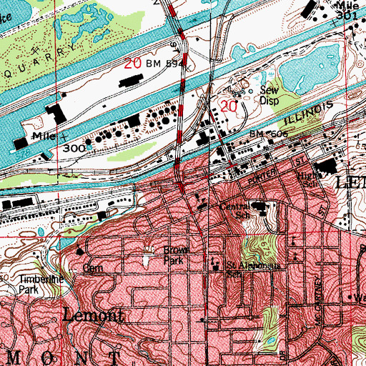 Topographic Map of Lemont, IL