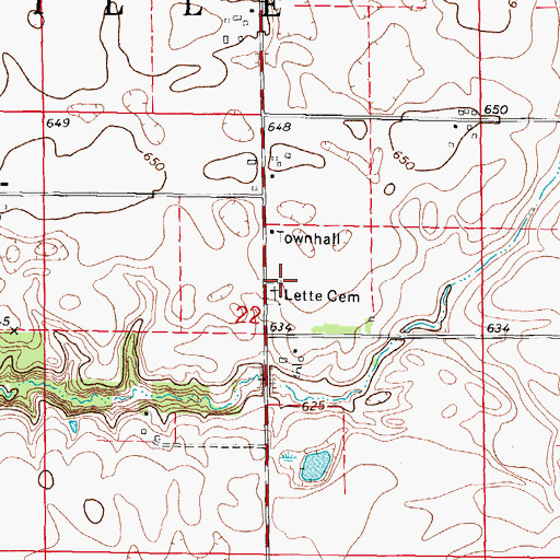 Topographic Map of Lett Cemetery, IL