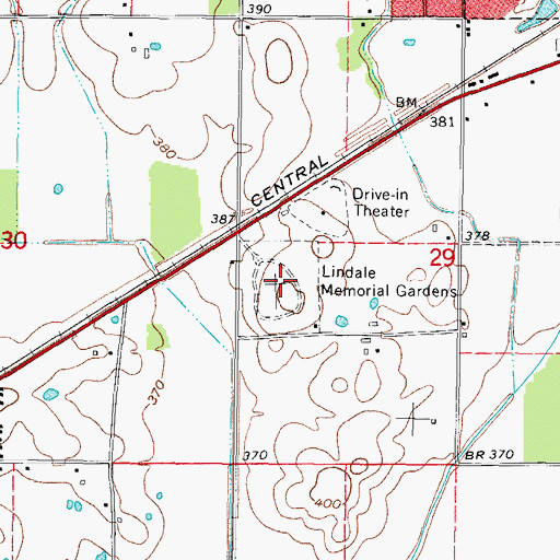 Topographic Map of Lindale Memorial Gardens, IL