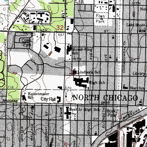 Topographic Map of Lindberg School, IL