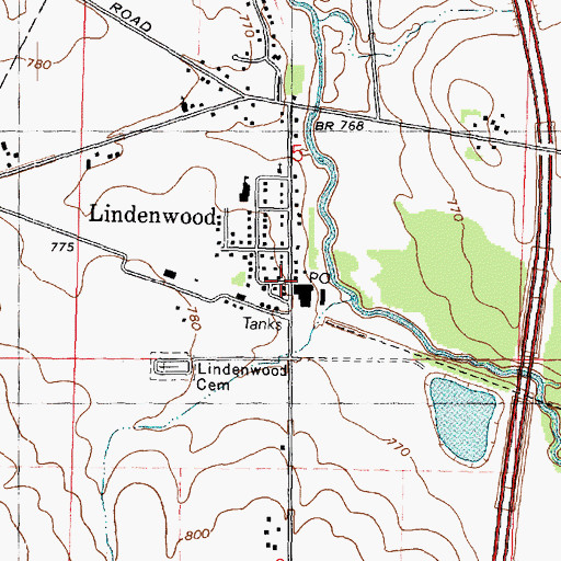 Topographic Map of Lindenwood, IL