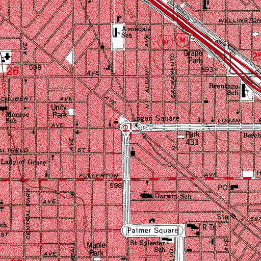 Topographic Map of Logan Square, IL