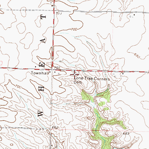 Topographic Map of Lone Tree Cemetery, IL