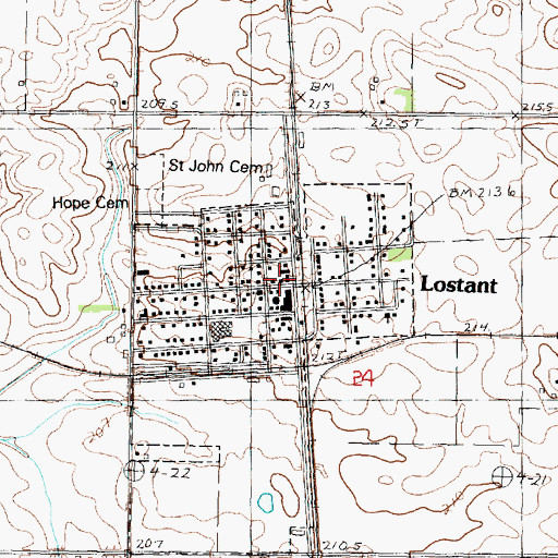 Topographic Map of Lostant, IL