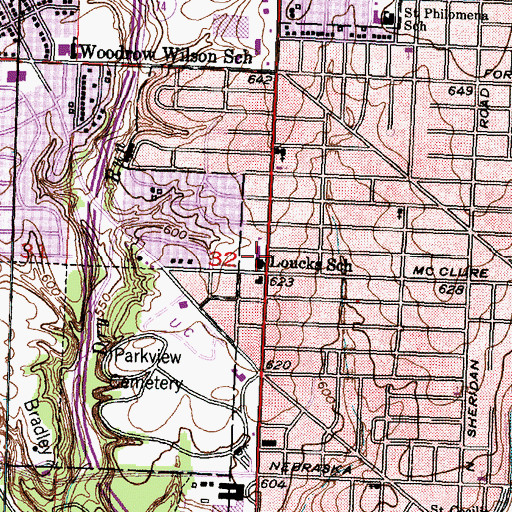 Topographic Map of Loucks Middle School, IL