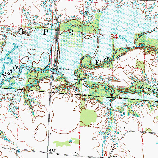 Topographic Map of Louse Run, IL