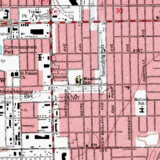Topographic Map of Maddock Elementary School, IL