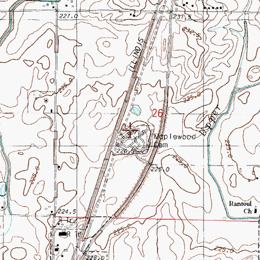 Topographic Map of Maplewood Cemetery, IL