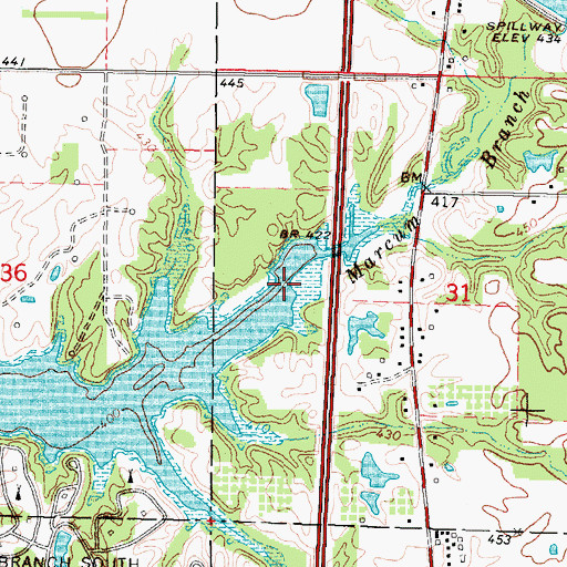 Topographic Map of Marcum Branch, IL