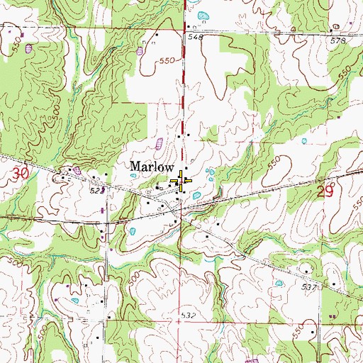 Topographic Map of Marlow, IL