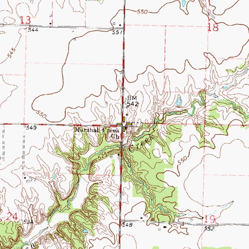 Topographic Map of Marshall Creek Church, IL