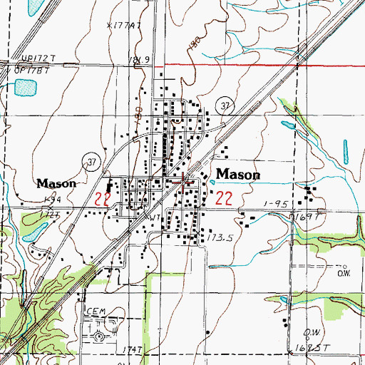 Topographic Map of Mason, IL