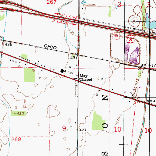 Topographic Map of May Chapel, IL