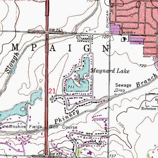 Topographic Map of Maynard Lake, IL