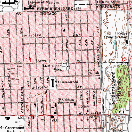 Topographic Map of McKiernan Park, IL