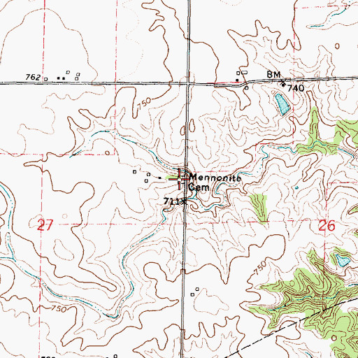 Topographic Map of Mennonite Cemetery, IL